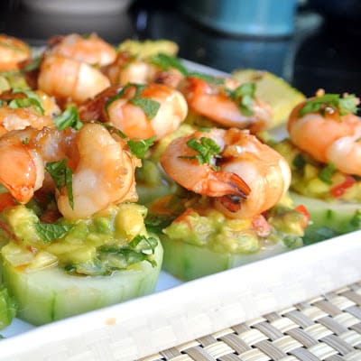 A close up of food, with Shrimp and Salad