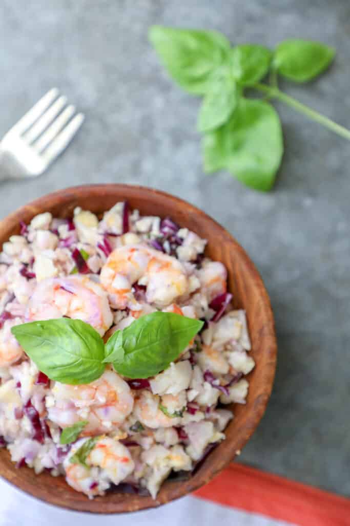 Shrimp Salad in a bowl.