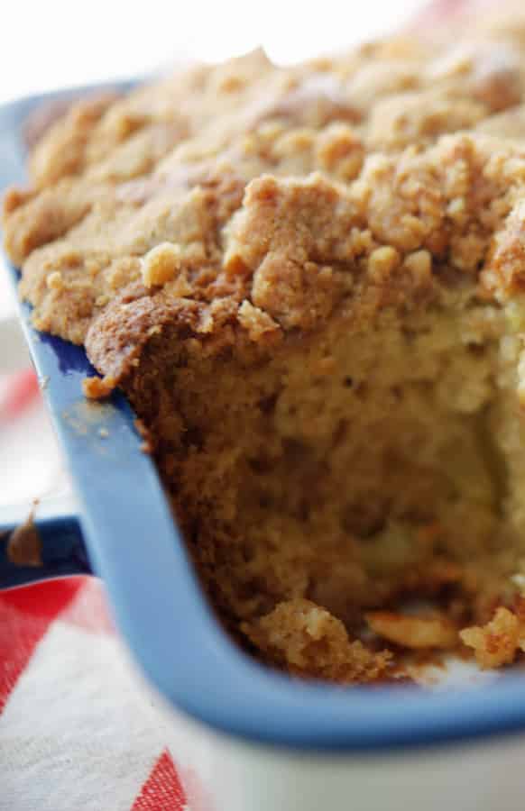 Apple Coffee Cake in a baking dish 