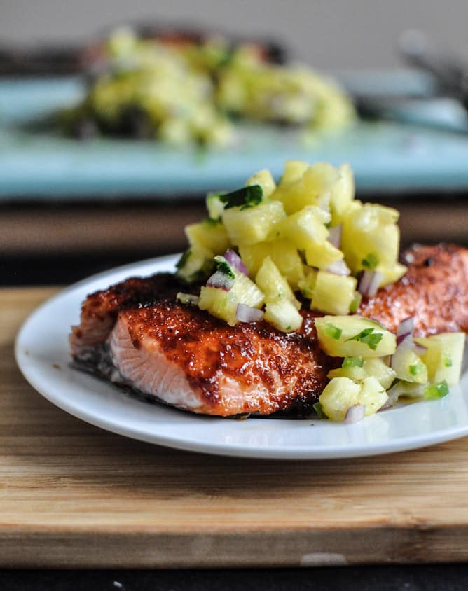 A plate of BBQ Salmon