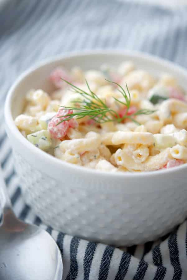 Dill Macaroni Salad made with gluten free pasta