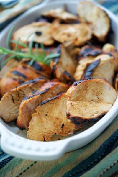 Grilled Chicken marinated in honey mustard and balsamic vinegar.