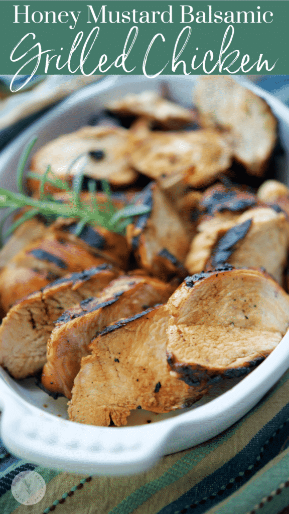 Boneless chicken breasts marinated in honey, Dijon mustard and balsamic vinegar.