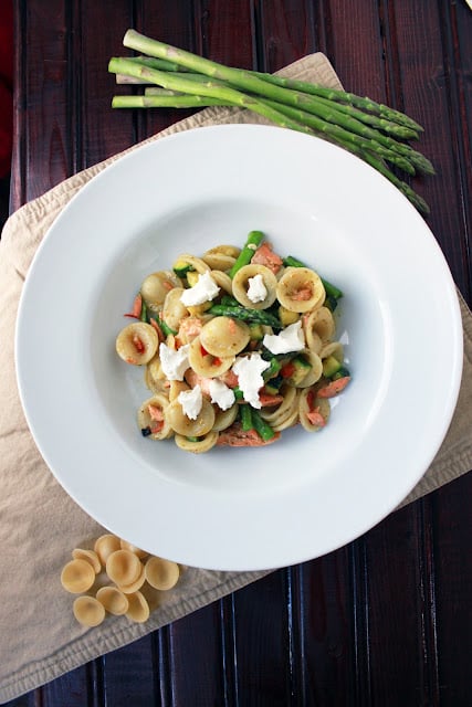 Orecchiette pasta with salmon