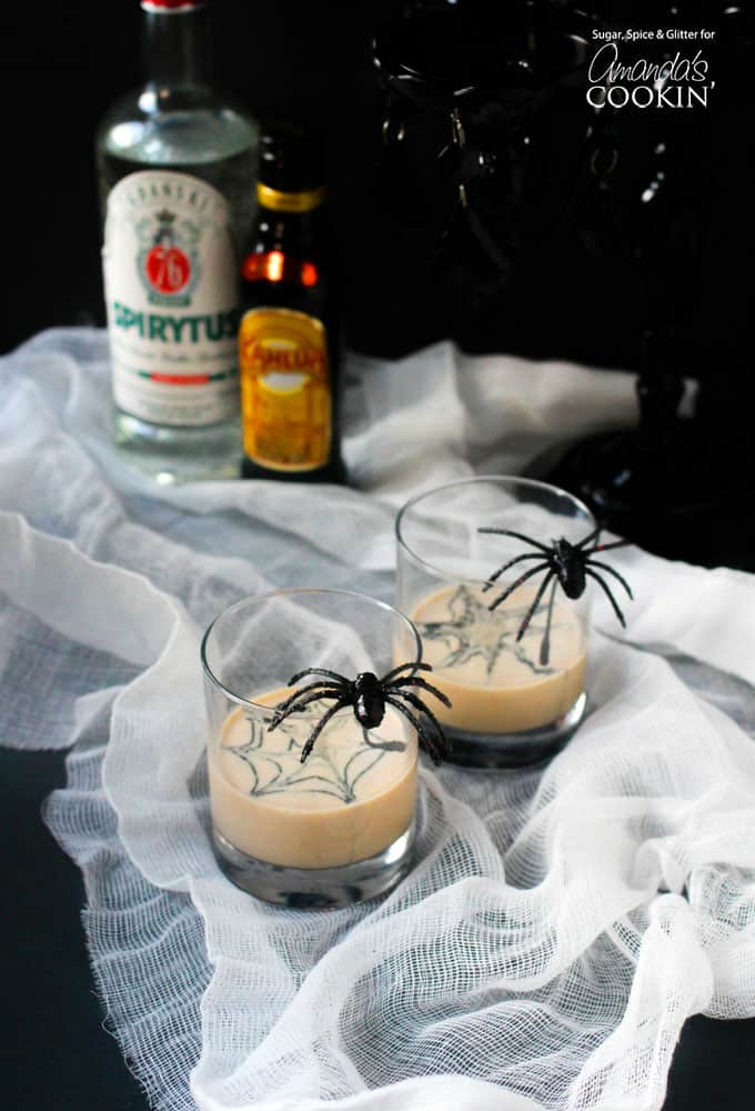 Spiderweb Cocktail on a white tablecloth