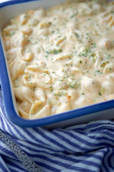 Broccoli Cheddar Macaroni and Cheese is made with shell pasta in a rich and creamy sauce with broccoli and carrots. 