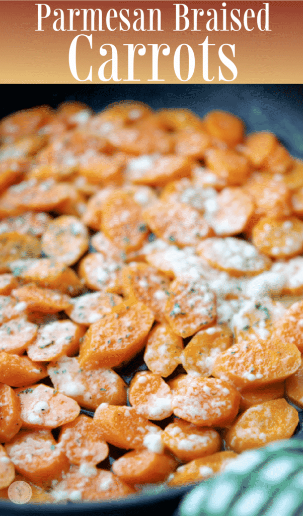 Fresh sliced carrots braised on top of the stove in some butter; then sprinkled with grated Parmesan cheese. 