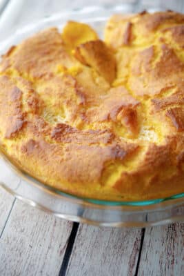 Pumpkin Yorkshire Pudding in a pie dish