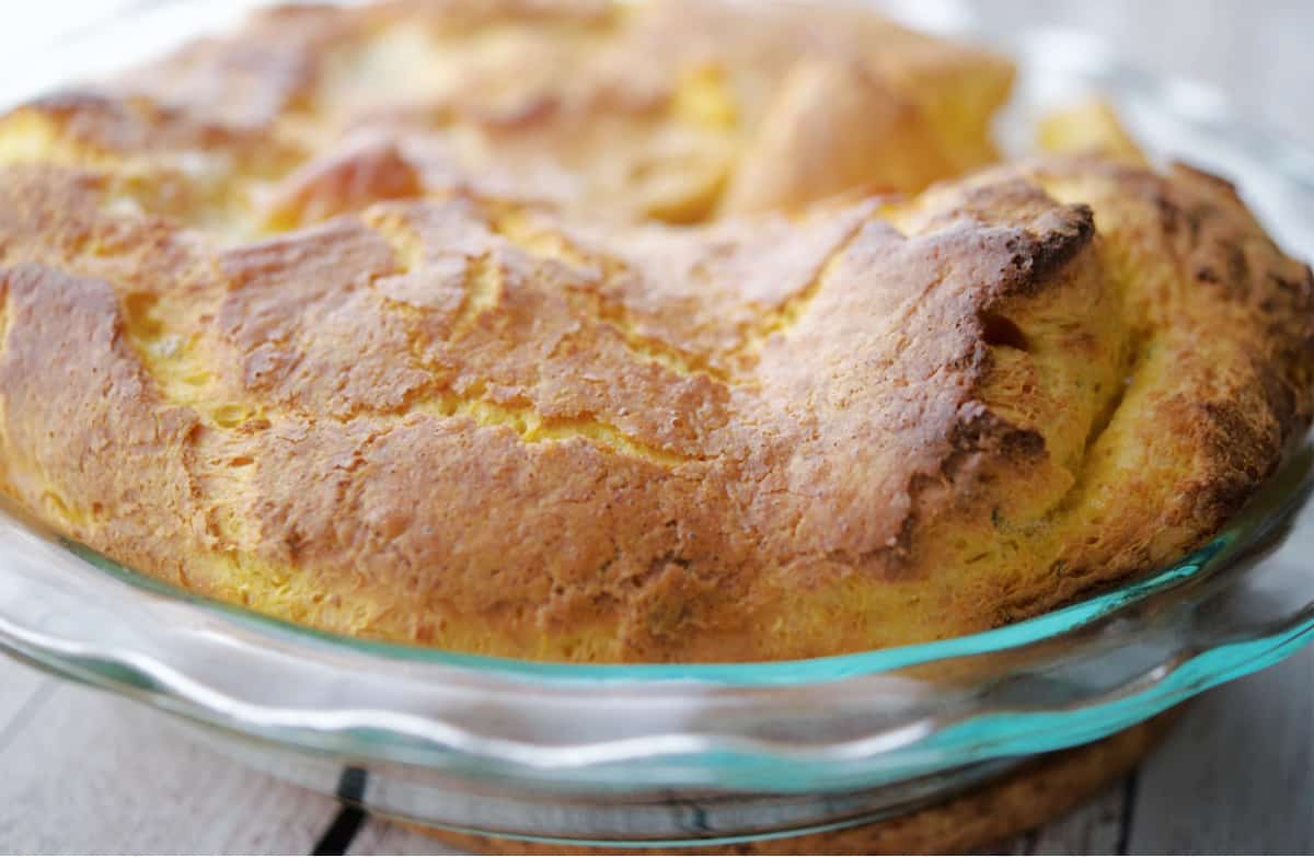 Pumpkin Yorkshire Pudding in a pie plate