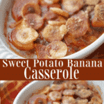 Fresh sweet potatoes layered with bananas, butter, brown sugar, cinnamon and orange juice is a delicious Fall side dish. 