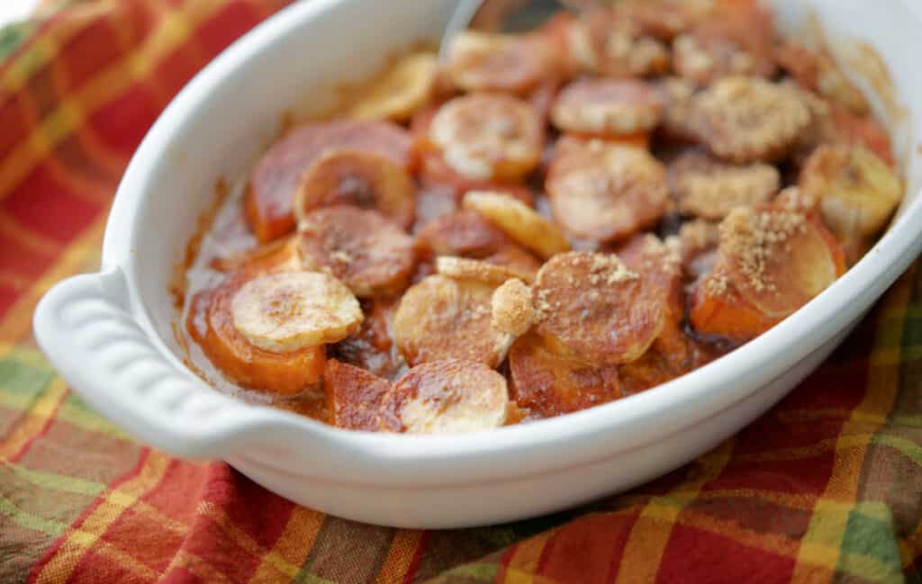 Sweet Potato Banana Casserole in a dish