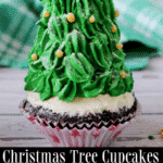 Christmas Tree Cupcakes made with box cake mix, homemade buttercream icing and fun sprinkles make a fun, festive holiday treat!