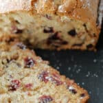 Cranberry Nut Bread is a delicious quick bread made with dried cranberries, apple cider and chopped walnuts. 