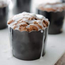 Gingerbread Muffins in a black muffin cup