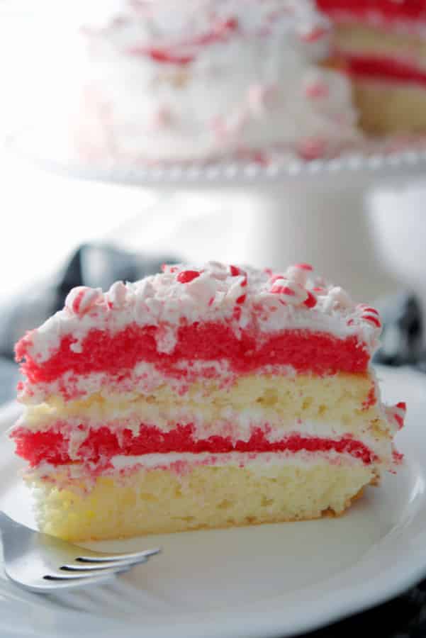 Slice of Peppermint layer cake