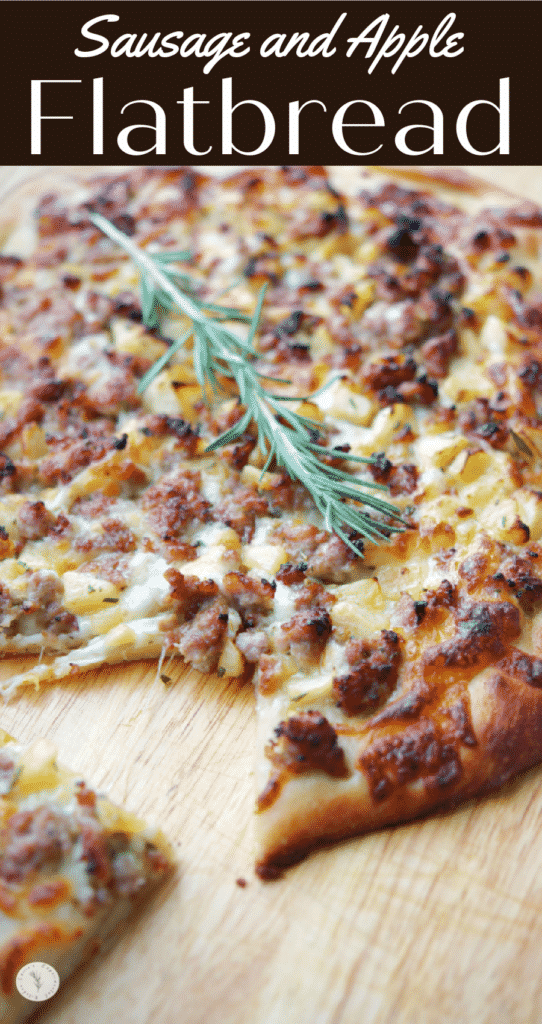 Flatbread made with your favorite pizza dough, shredded Mozzarella cheese, Italian sausage, apples and fresh rosemary.