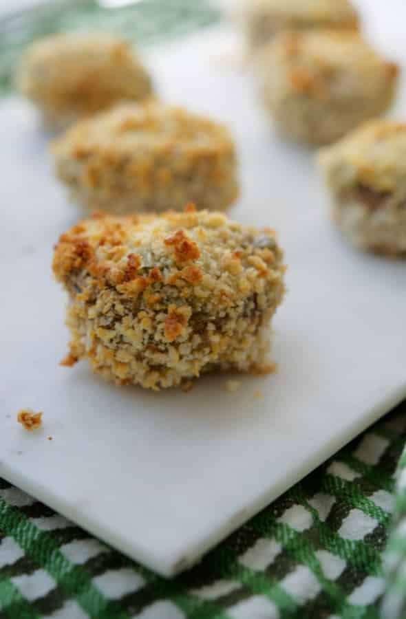 Row of Spinach Artichoke Stuffed Mushrooms