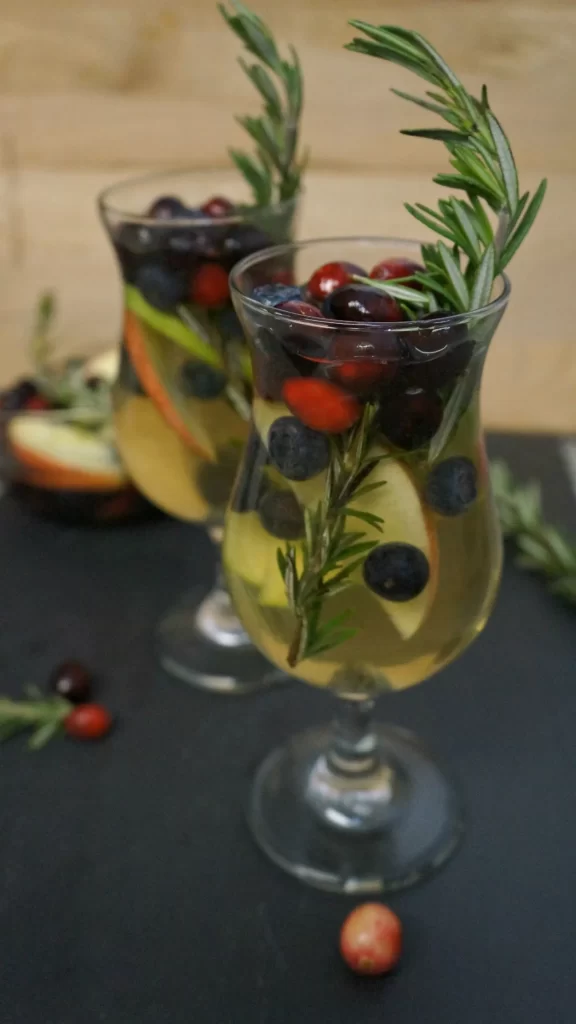 Holiday Sangria with rosemary