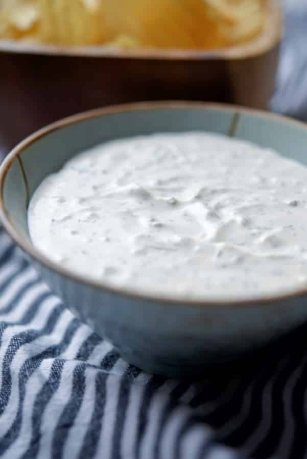 Onion Dill Dip in a bowl