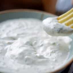 Onion Dill Dip with potato chip