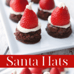 These festive Santa Hats are made with prepared brownie mix, fresh strawberries and homemade vanilla buttercream. 