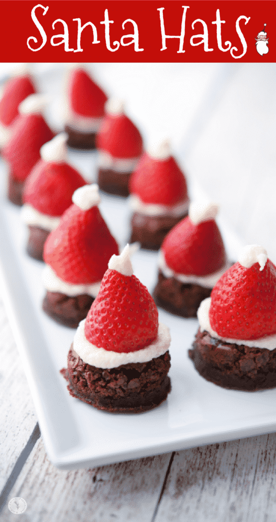 These festive Santa Hats are made with prepared brownie mix, fresh strawberries and homemade vanilla buttercream. 