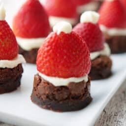 Horizontal image of brownie santa hats