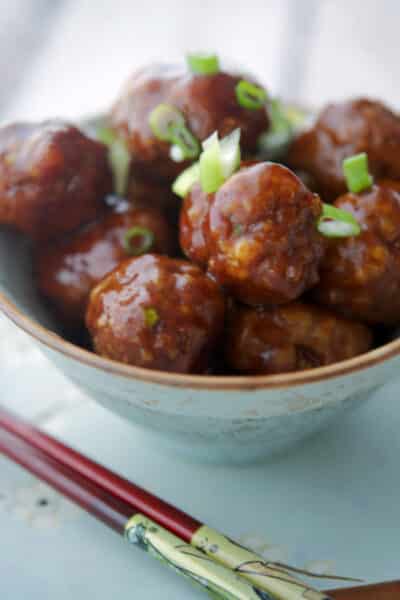 These Asian style meatballs made with lean ground beef in a honey, sesame soy sauce are delicious and great for entertaining. 