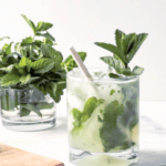 A fun variation on the classic mojito made with white crème de cacao, silver rum, lime juice and fresh mint.