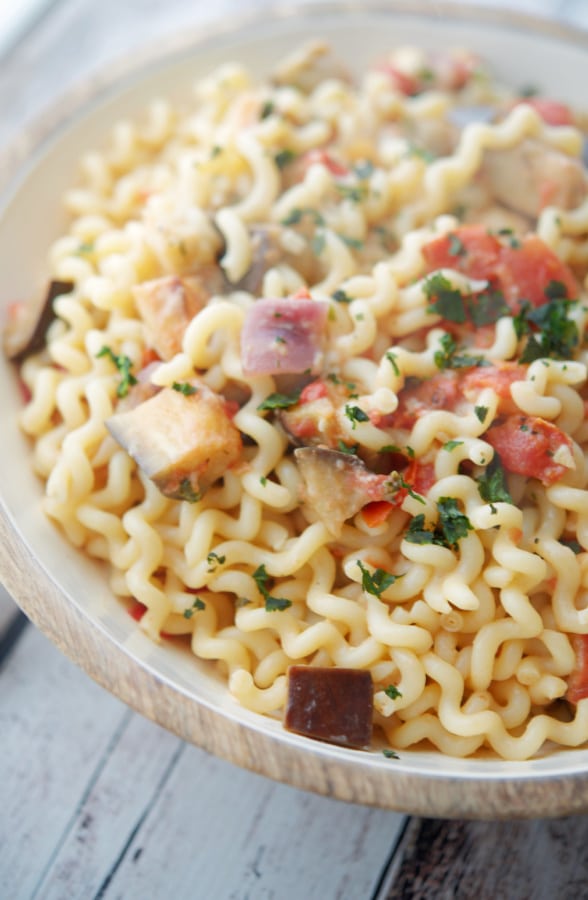 Fusilli Melanzana or pasta with eggplant