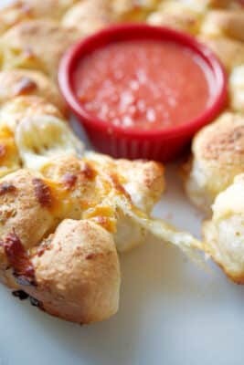 Pepperoni Bubble Loaf pull apart bread with marinara sauce