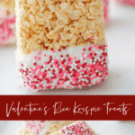 Classic Rice Krispie Treats made with rice cereal, marshmallows and a little extra love for Valentine's Day make a tasty treat. 