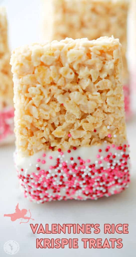 Classic Rice Krispie Treats made with rice cereal, marshmallows and a little extra love for Valentine's Day make a tasty treat. 
