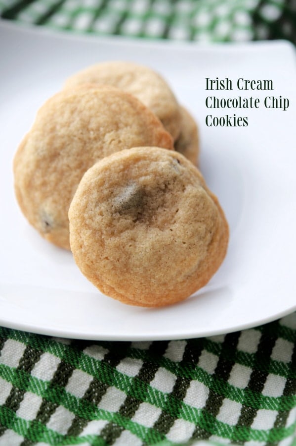 Irish Cream Chocolate Chip Cookies on a plate