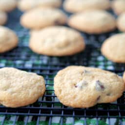 Irish Cream Chocolate Chip Cookies on cooling rack