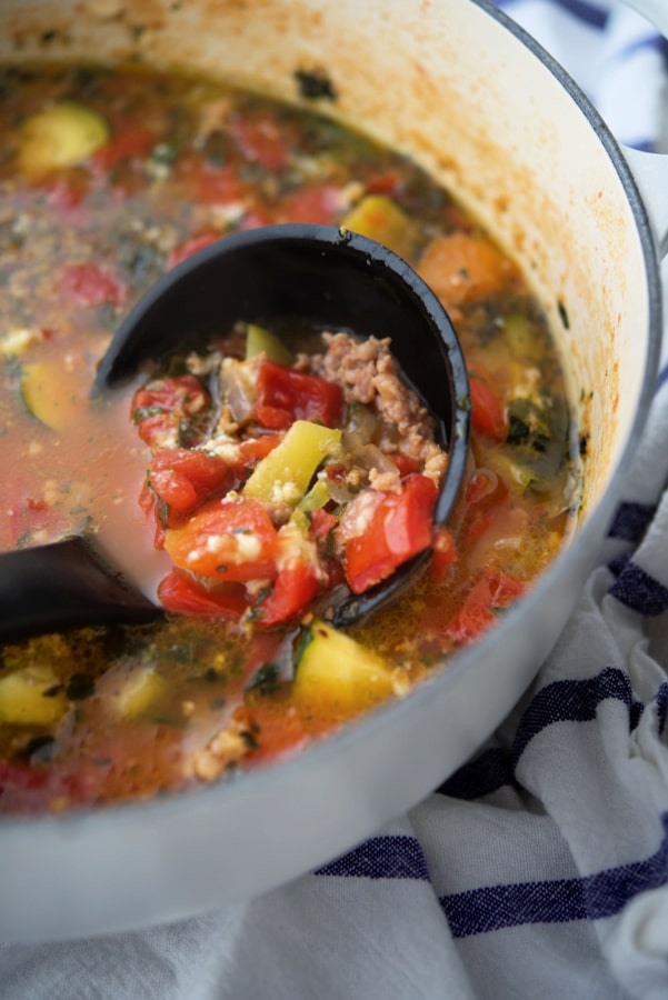 Sausage and Zucchini in Dutch oven