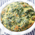 Spinach Soufflé made with frozen spinach, spices and shredded Cheddar Jack cheese makes a tasty vegetable side dish.