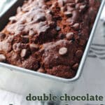 Double Chocolate Banana Bread with text
