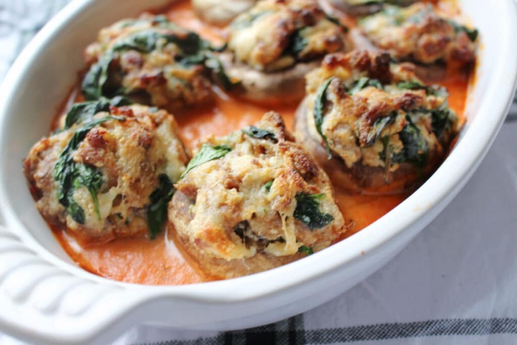 Four Cheese Stuffed Mushrooms closeup