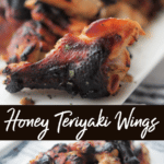 Chicken wings marinated in teriyaki sauce, honey and fresh garlic; then baked until crispy and golden brown.