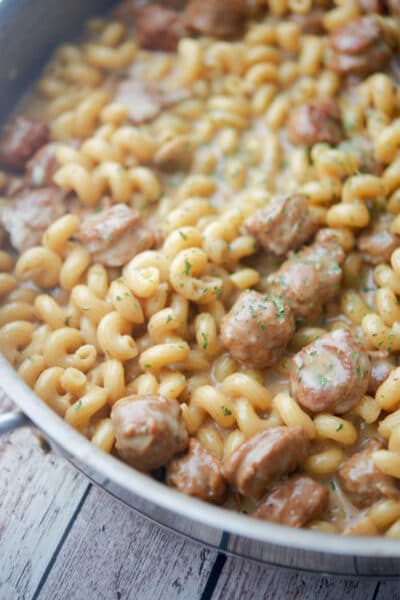 Skillet Balsamic Mushroom Sausage Pasta