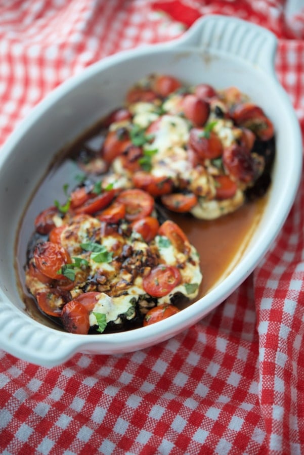 Baked Caprese Stuffed Portobello Mushrooms