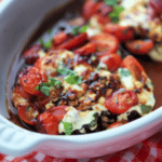 Caprese Stuffed Portobello Mushrooms with text