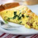 Sausage Spinach Quiche on a plate