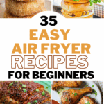 A collage photo of air fryer recipes