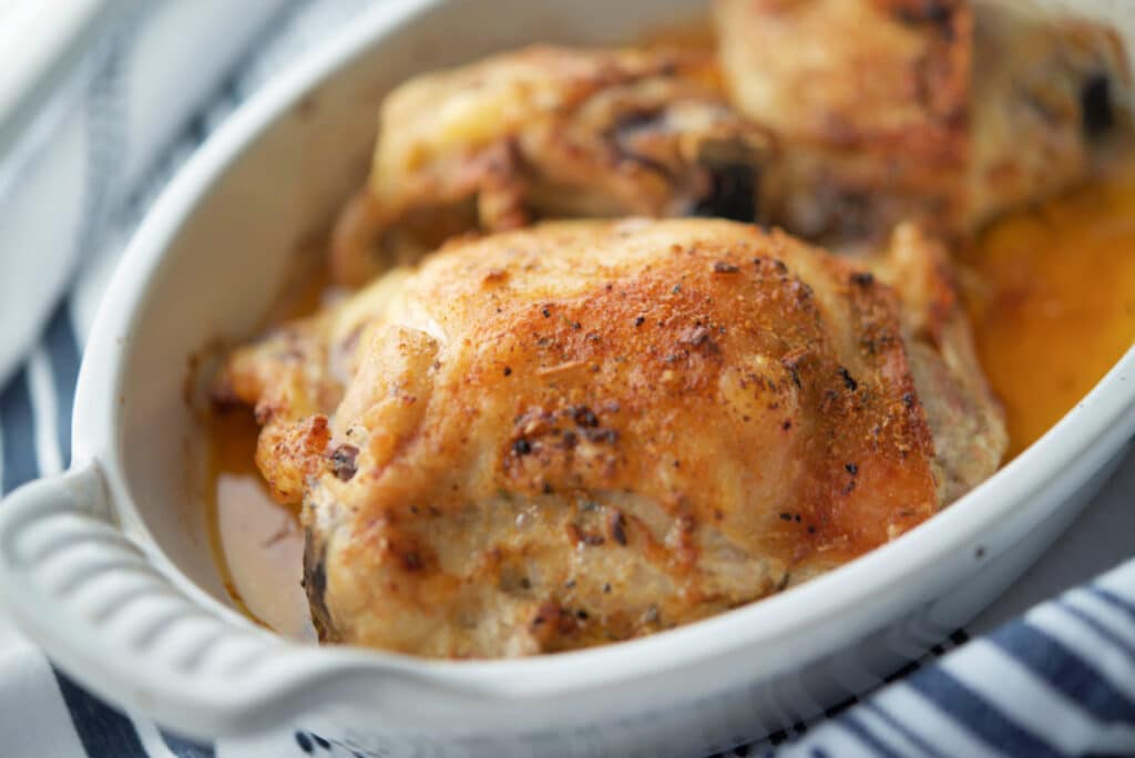 A close up of cajun chicken thighs. 