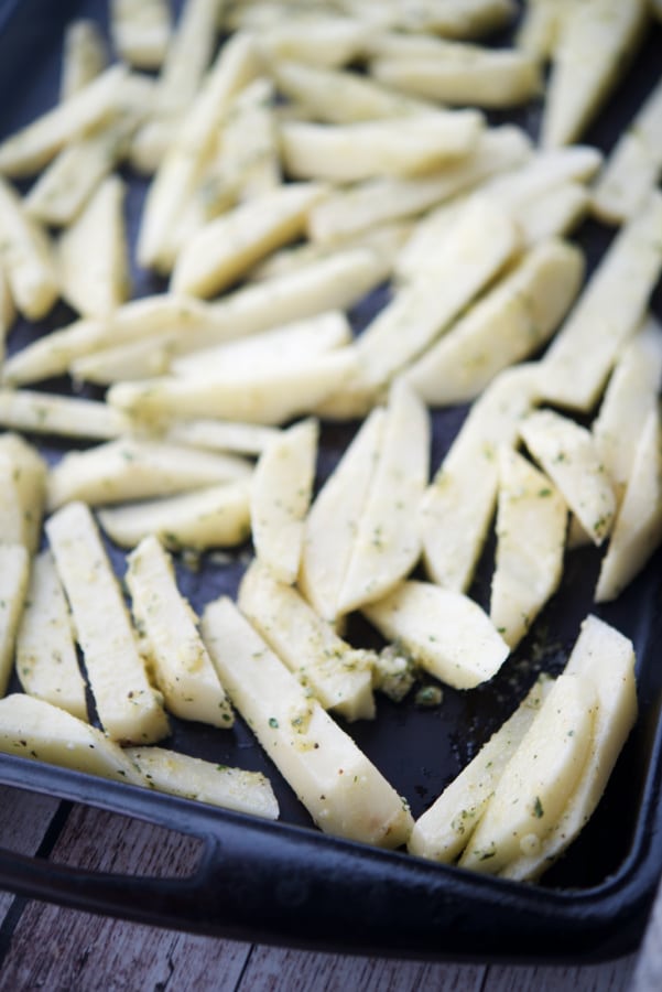 roasted garlic parmesan french fries before
