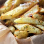 Roasted Garlic Parmesan French Fries in parchment