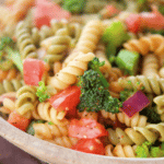Tricolor Supreme Pasta Salad with text