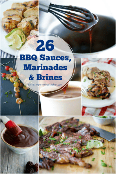 Images of bbq sauces, marinades and recipes with brines.